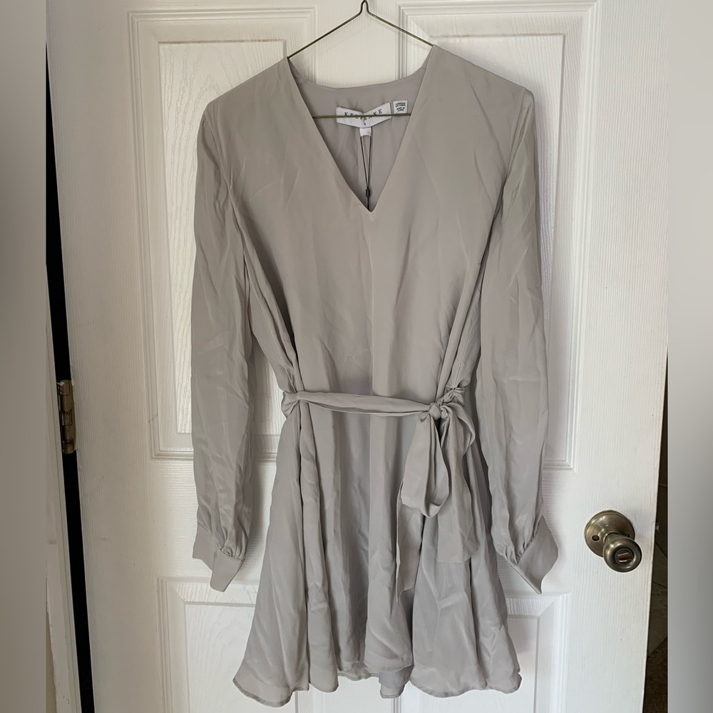 KEEPSAKE the Label 100% Silk High Chance Grey Tunic Shift Mini Dress NWT Size -L